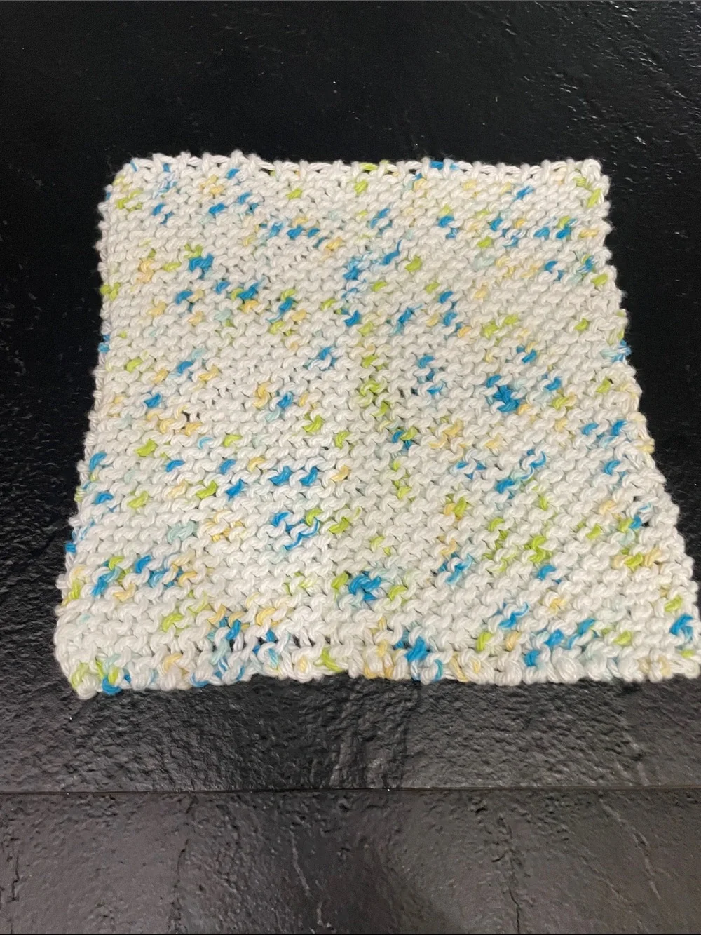Set of 3 Hand-Knit Cotton Dishcloths - Cream, Brown, Speckled Approx. 7x7
